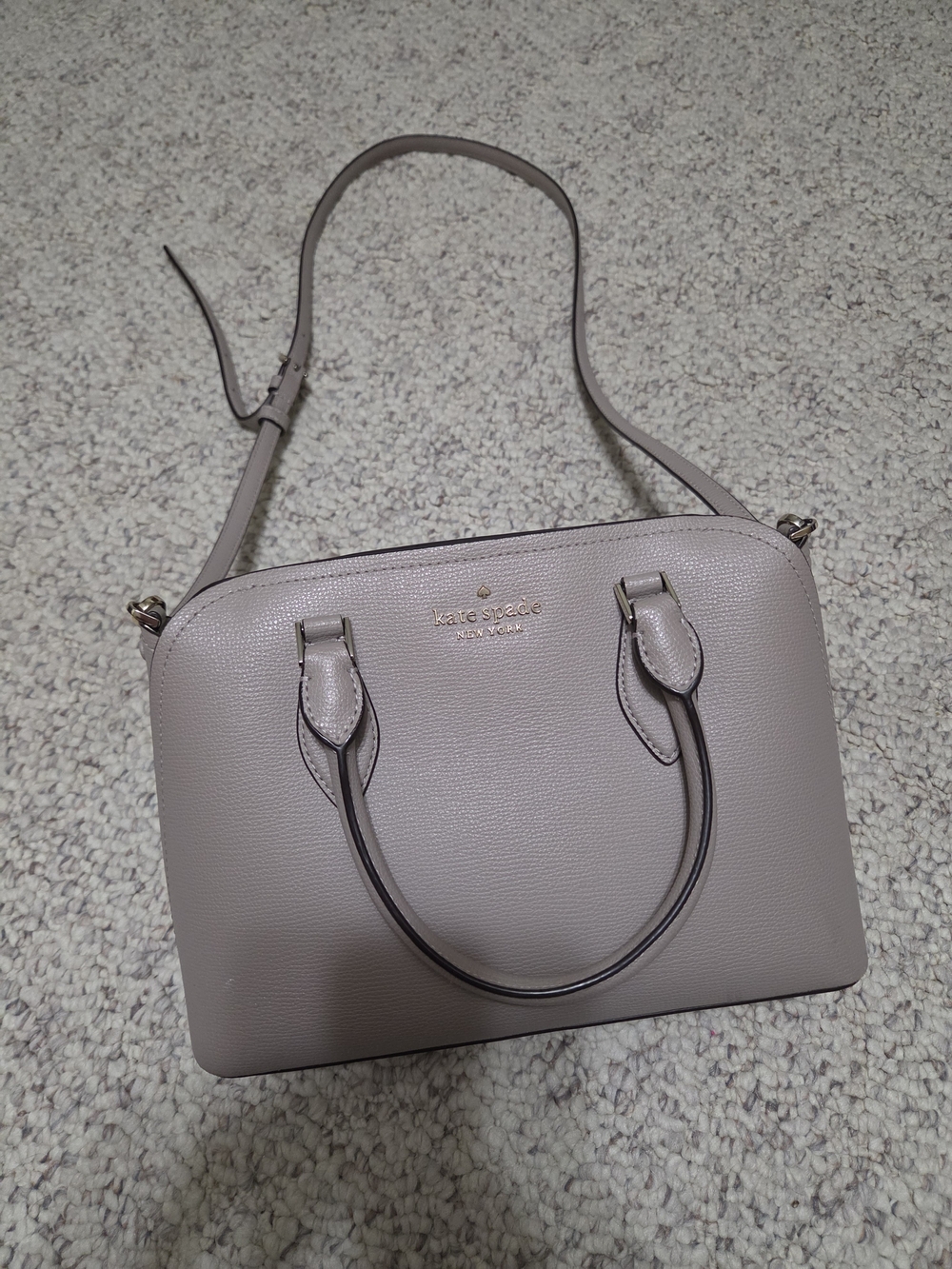 kate spade pebble leather satchel in taupe gray